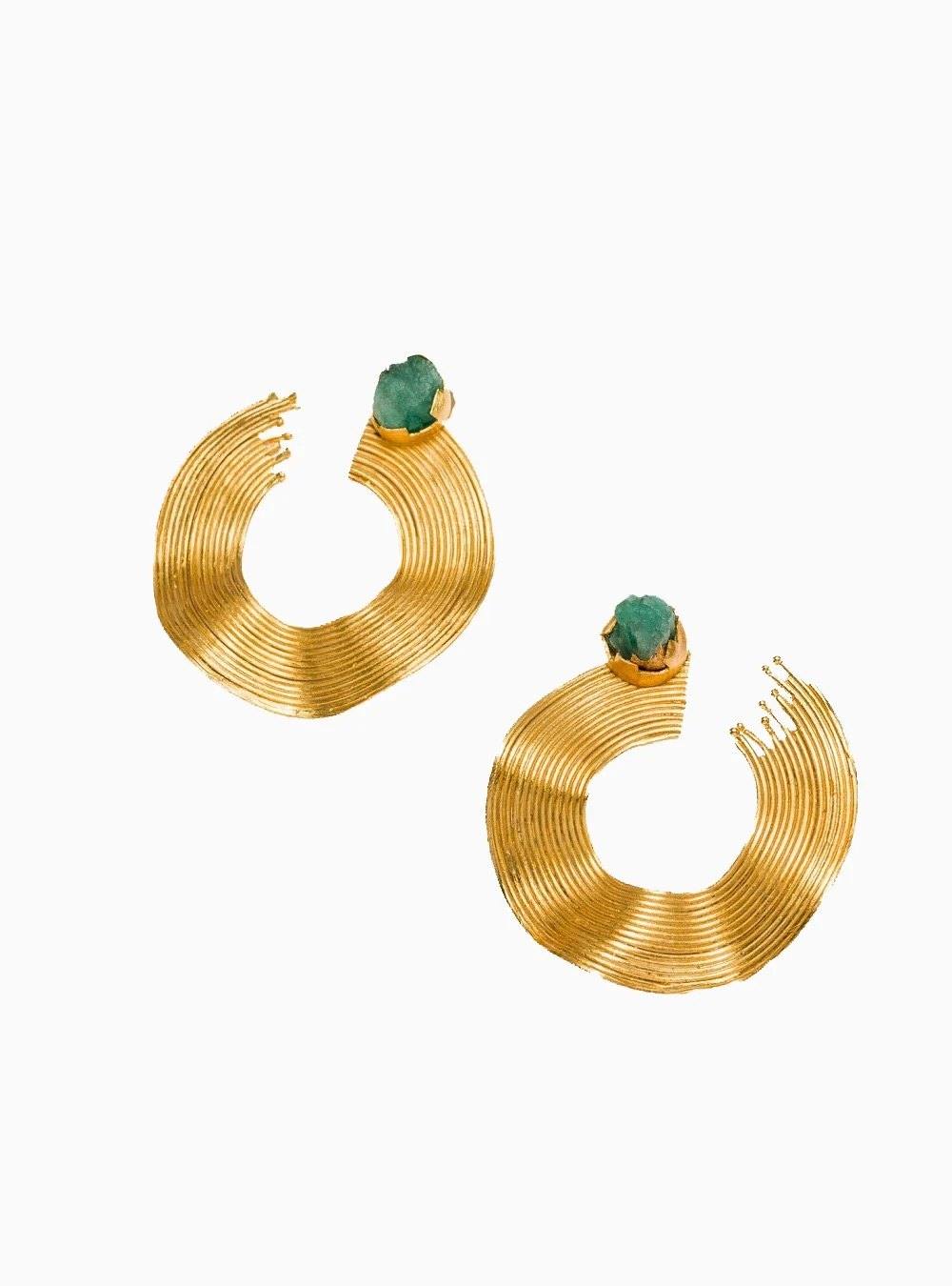 Aretes Opened Emerald Maxi Waves