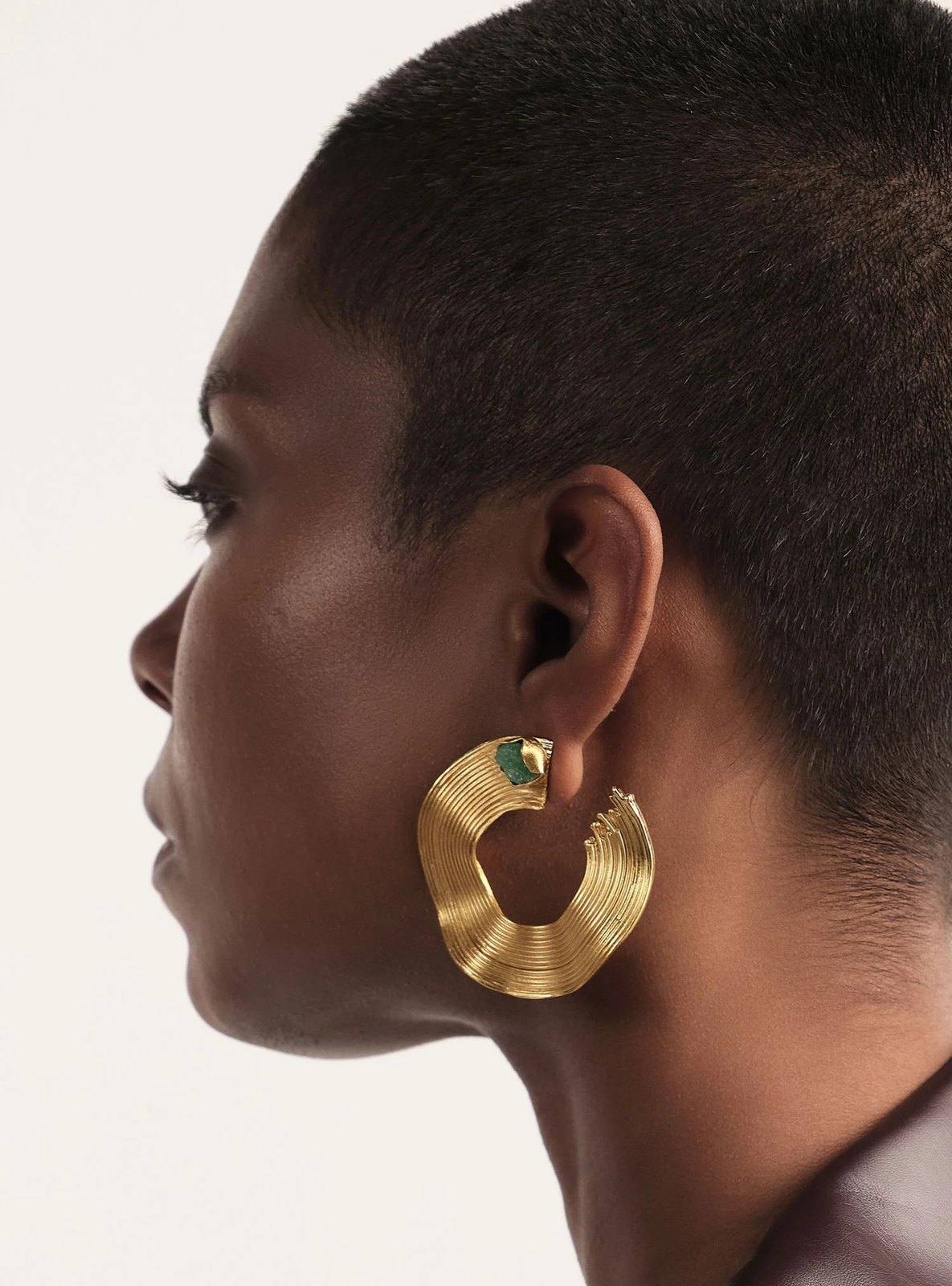 Aretes Opened Emerald Maxi Waves, foto 3