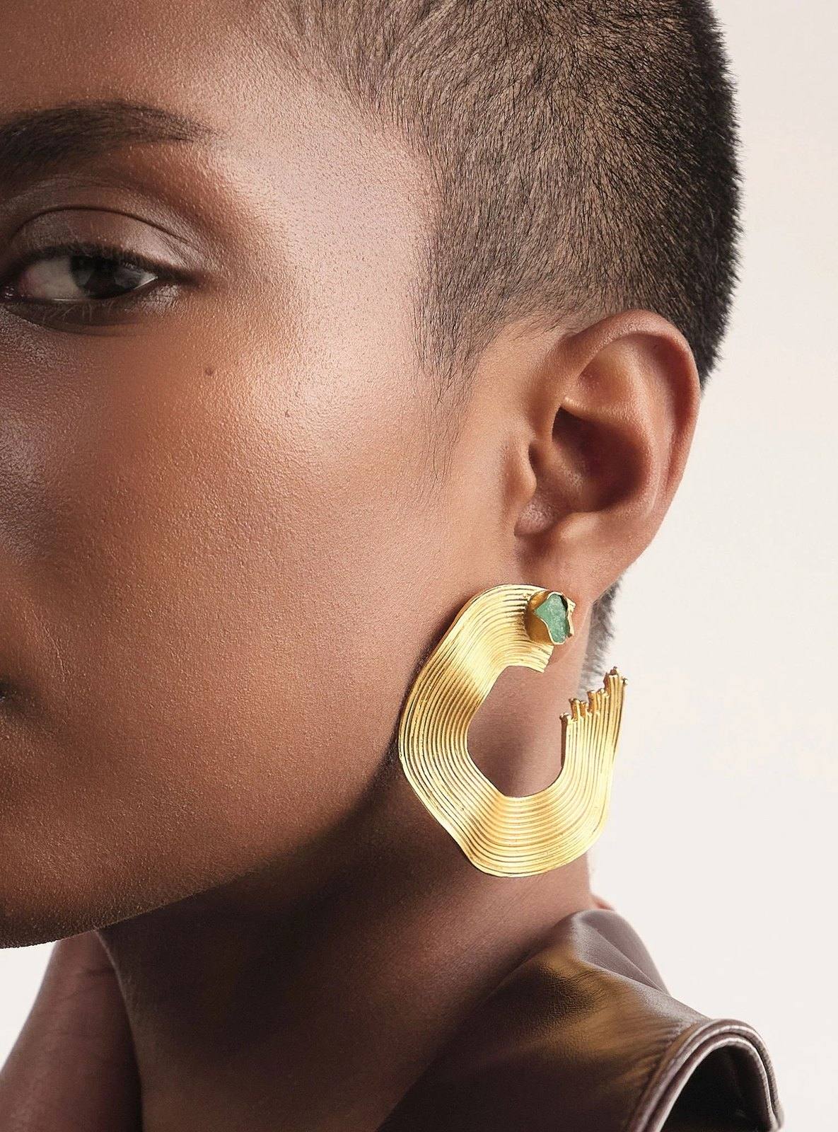 Aretes Opened Emerald Maxi Waves, foto 4