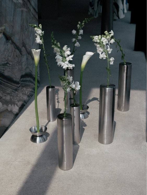 Candelero y Florero en Cilindro de Acero