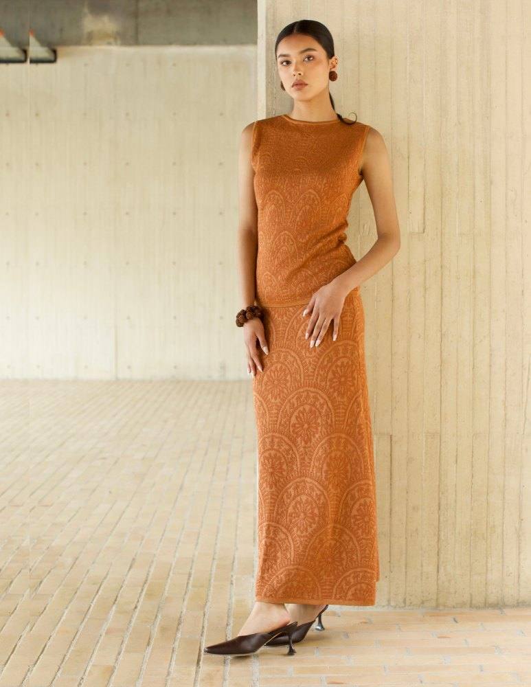 Falda Trama Terracota
