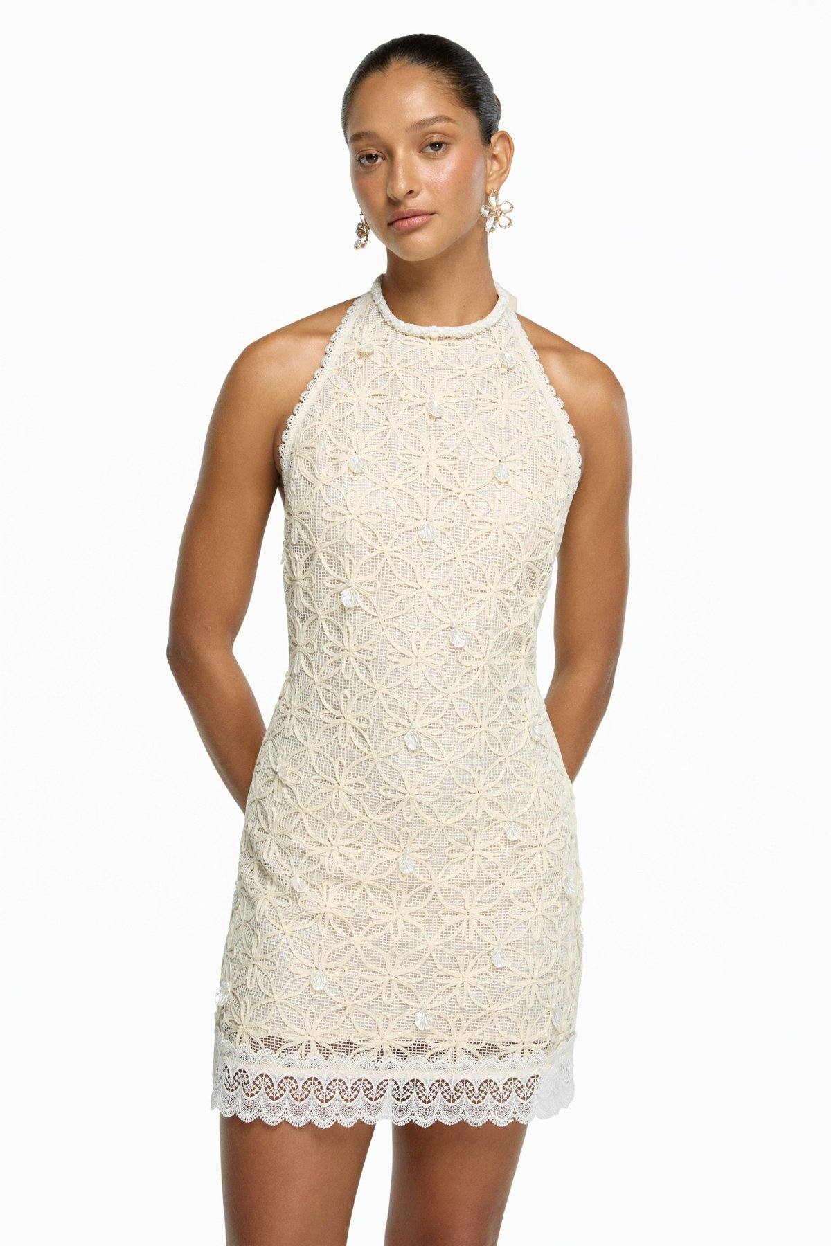 Vestido corto Soleia Crema