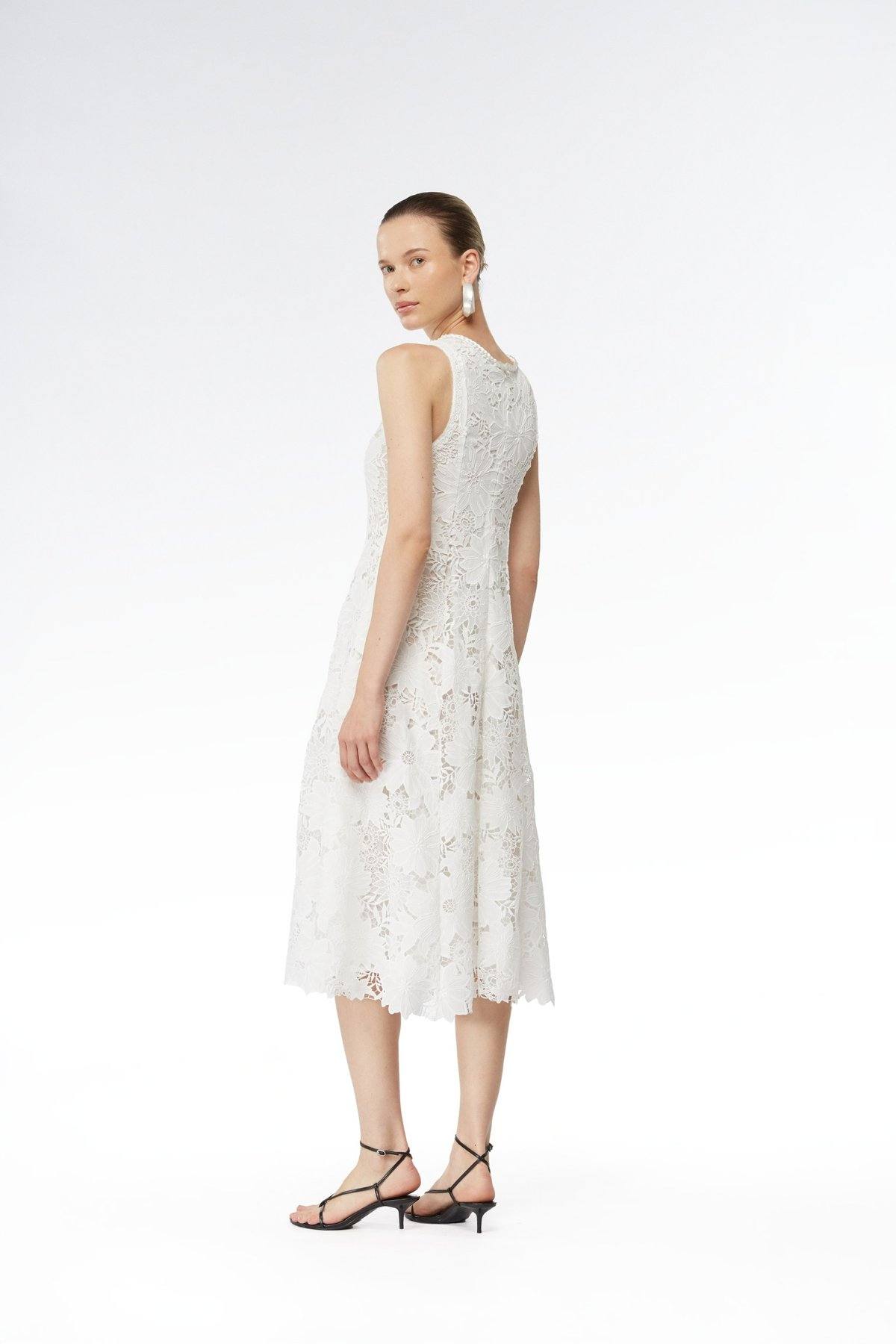 Vestido midi Farah Blanco, foto 3